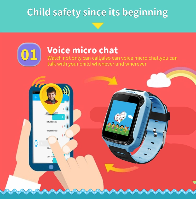 Q528 Sos Phone Watch con linterna con GPS de tiempo Posicionamiento Los niños Smartwatch