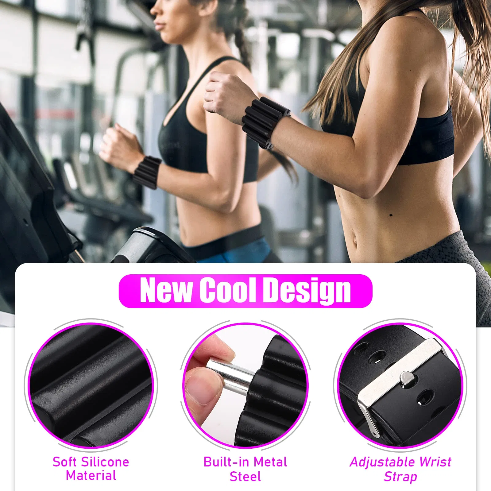 Silicone Bracelets Waterproof Strength Training Built-in Removable Metal Steel Wrist Ankle Weights