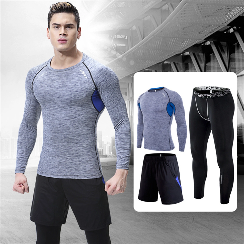 SJ-MT2029 Free Match Style 3 Piece Compression Gym Tights Suits Sportswear Men&prime; S Fitness Clothing Customized Design Gym Sets