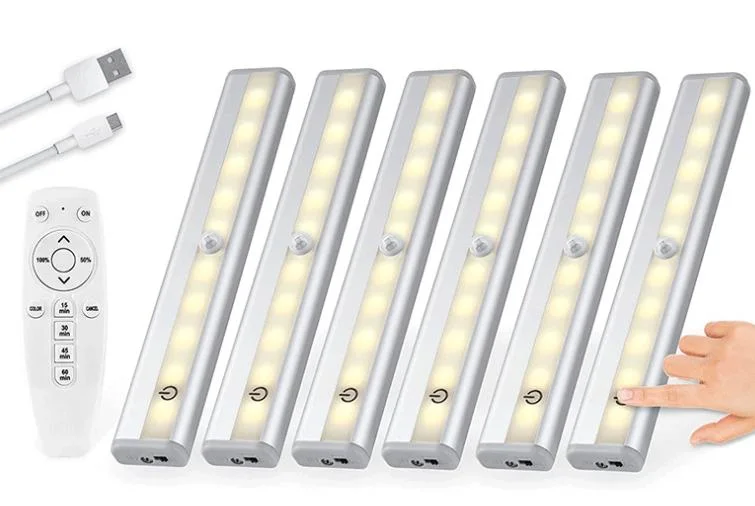 Armário de controlo remoto por grosso, candeeiro de mão Night Home decoração Dimmable Under Luz de armário noturno LED do armário de iluminação de balcão com temporização Definição