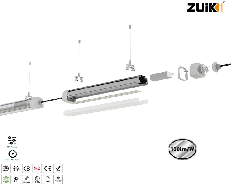 40W 120 PIES de luz de LED de vapor apretado 277V 5500-4 Lúmenes 5000K no se necesitan tubos para las instalaciones de procesamiento de alimentos de Kitchens Readapta el lavado de coches con CB ETL SAA