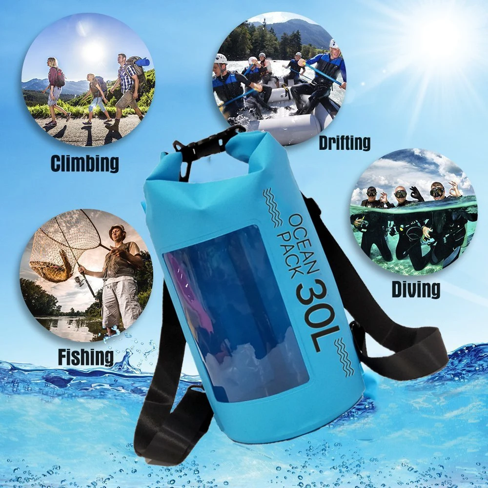 High quality/High cost performance Custom 10L 50L 100L Foldable Waterproof Backpack Bag PVC Window Swimming Diving Floating Cycling Dry Bag