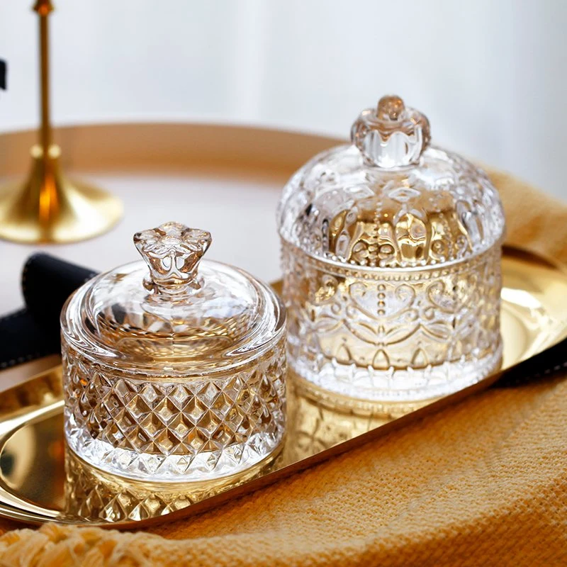 Nordic Luxury Transparent Glass Candy Jar Dried Fruit Tray