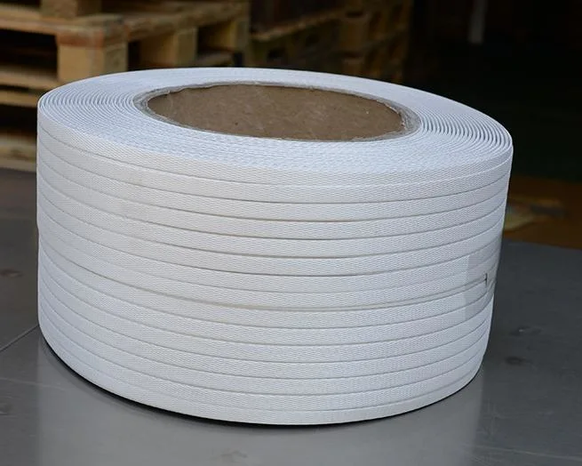 3/8" Wide, 300 Lb, 9" X 8" Core, 12, 900'/Coil, White Color Machine Grade Polypropylene Strapping