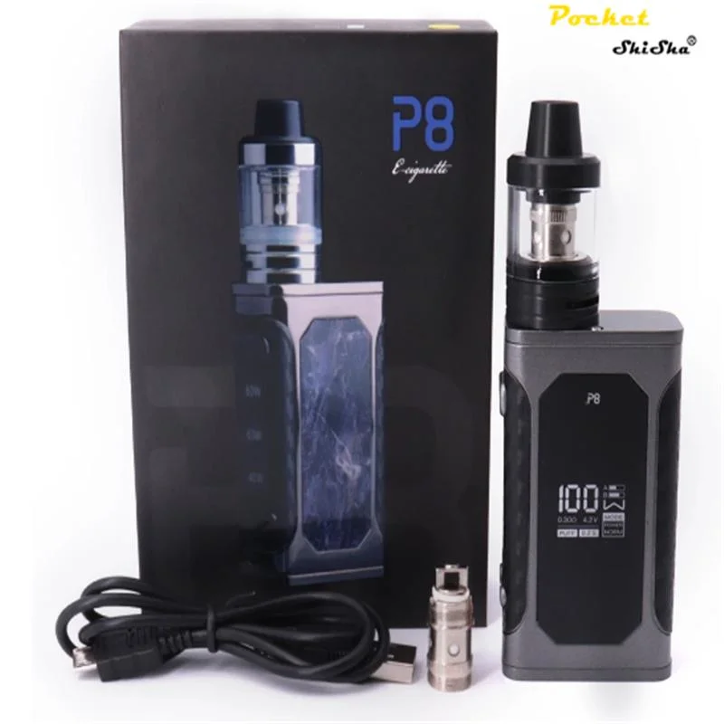 أحدث طقم بادئ Vape P8 بقوة 100 واط للبشرة من Snake Skin بطارية بقوة 2200 مللي أمبير/ساعة 2.5 مل لتر من السجائر الإلكترونية الخزانات Atomizer