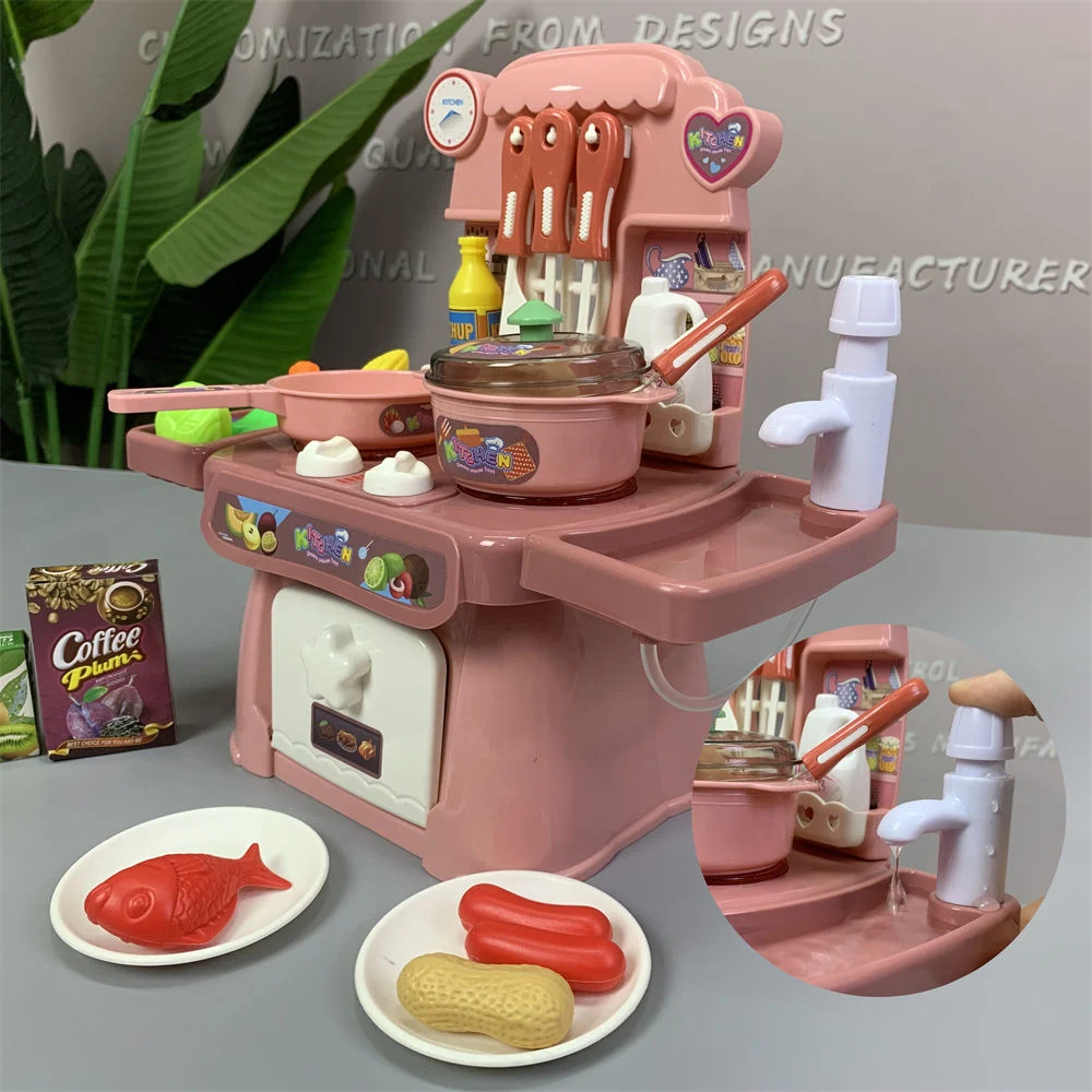 Creative Birthday Kindergarten Gift DIY Girls Pretend Role Play Simulation Food Cookware Mini Kitchen Toys Real Cooking Set Kitchen Electric Toy