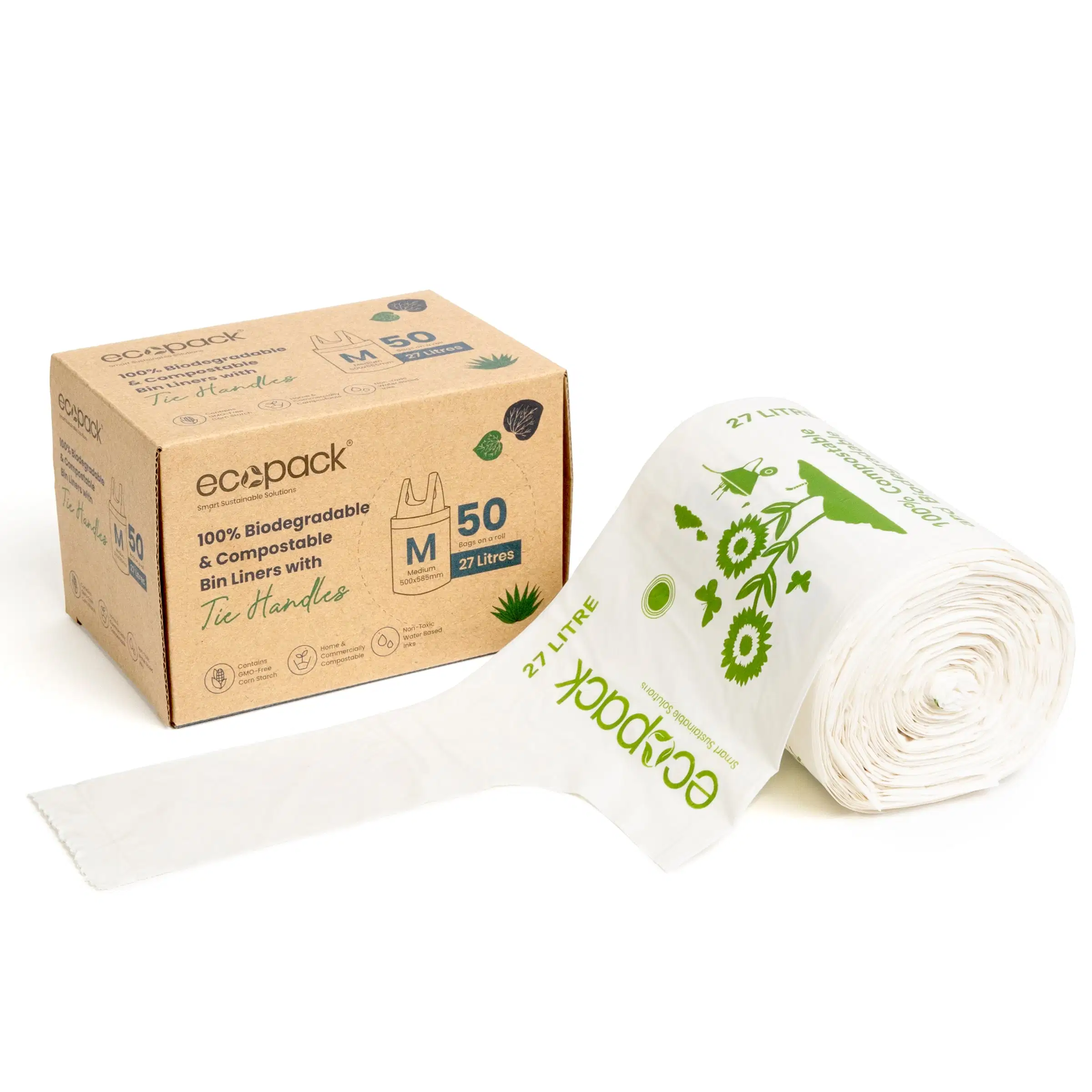 100% biodégradable Pbat PLA fécule de maïs Accueil compost sacs poubelle Sacs sacs pour liners de CAN