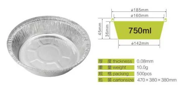 750ml 950ml 1300ml Round Disposable Aluminum Pans Wholesale/Supplierr