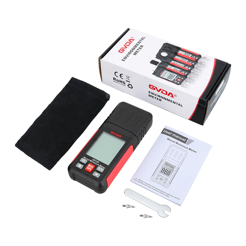 Medidor de humidade de madeira Gvda Digital Humidity Tester com 3 cores Display retroiluminado para madeira e materiais de construção