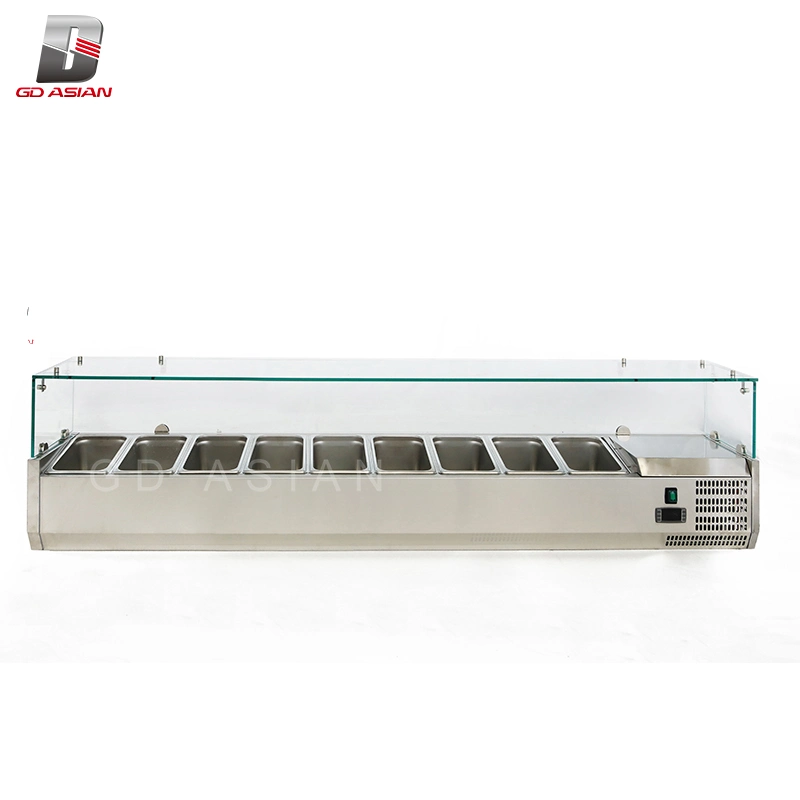 Gn1/3*8 Commercial Refrigerated Stainless Steel Display Topping Unit Vrx1800/380