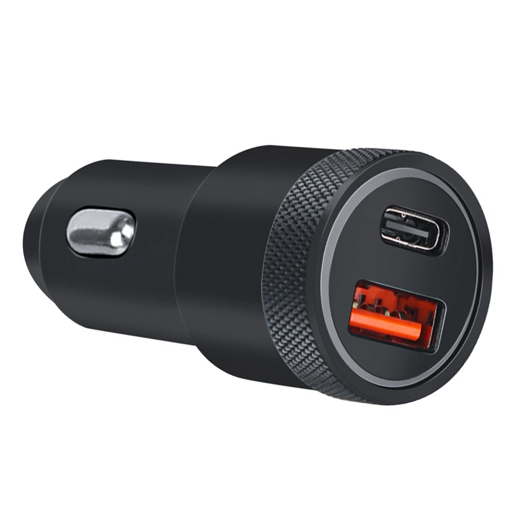 Dos puertos USB Cargador de coche de aleación de aluminio Shell 3.1A QC3.0+USB-C de carga rápida de cargador de coche para 12-24V Modelo de coche