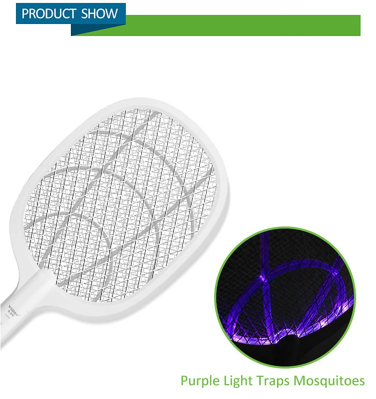 Raqueta funcional para mosquitos Lámpara asesina de mosquitos con luz UV de 365 nm.