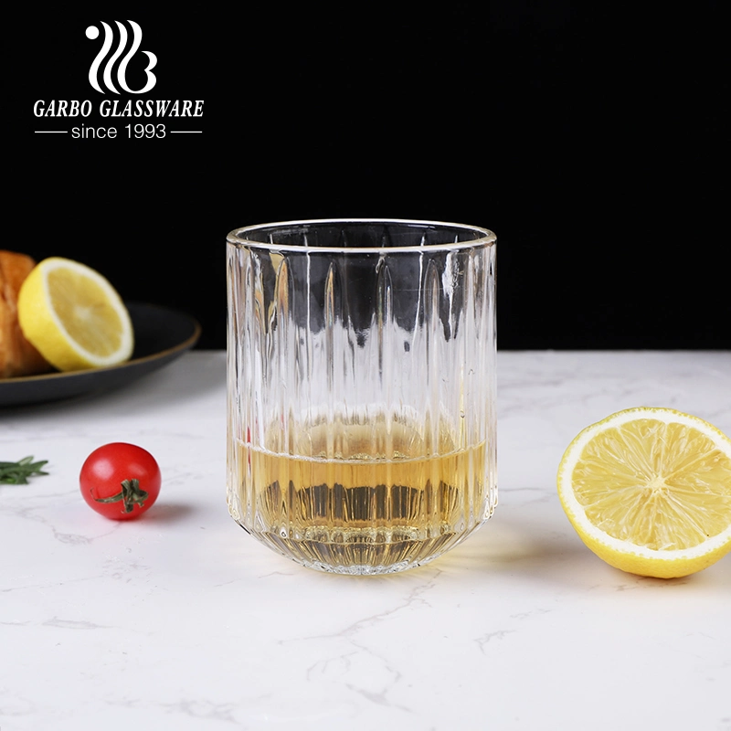 Hot Selling New Design Ribbed Engraving Glass Set Stock Available Cup Goblet Bowl Glassware