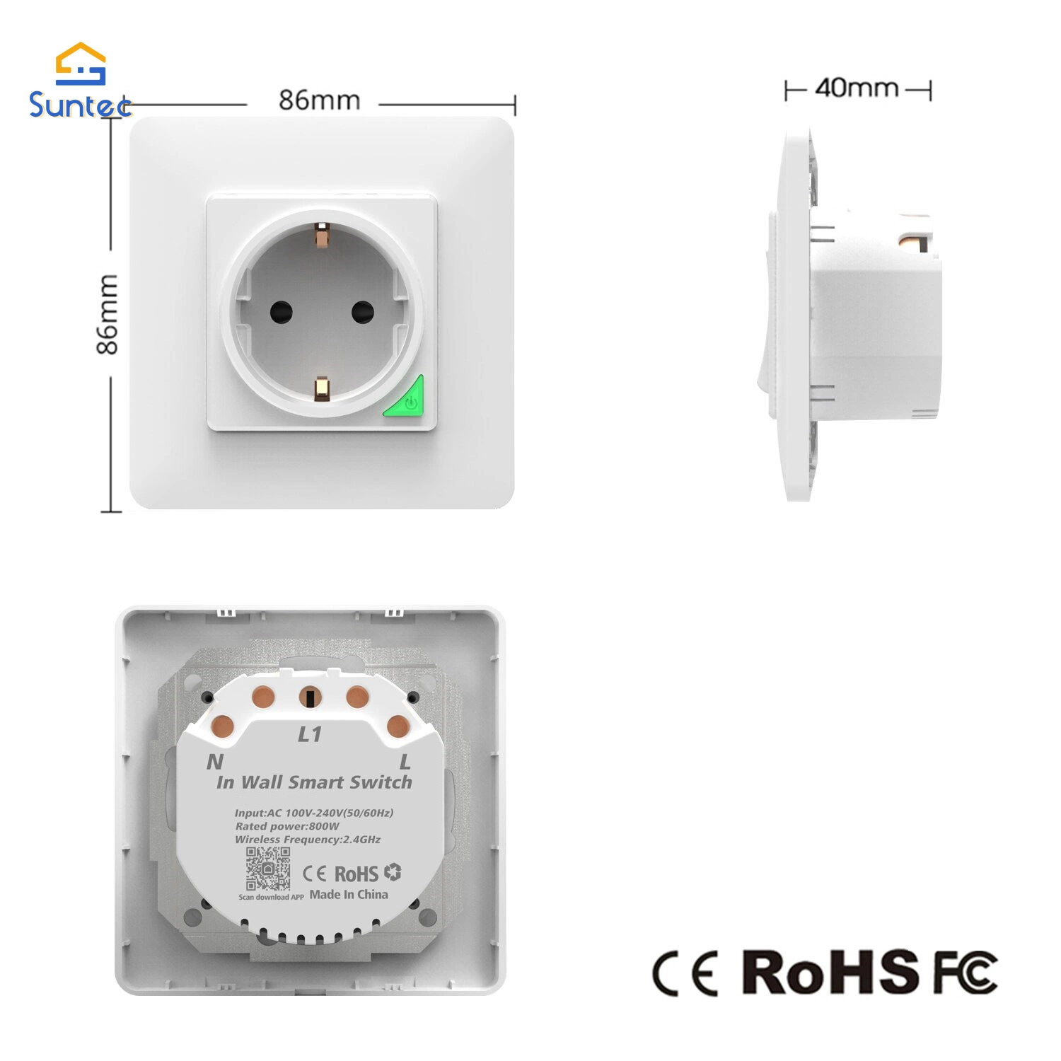 WiFi European Electrical Power Wall Switch Socket