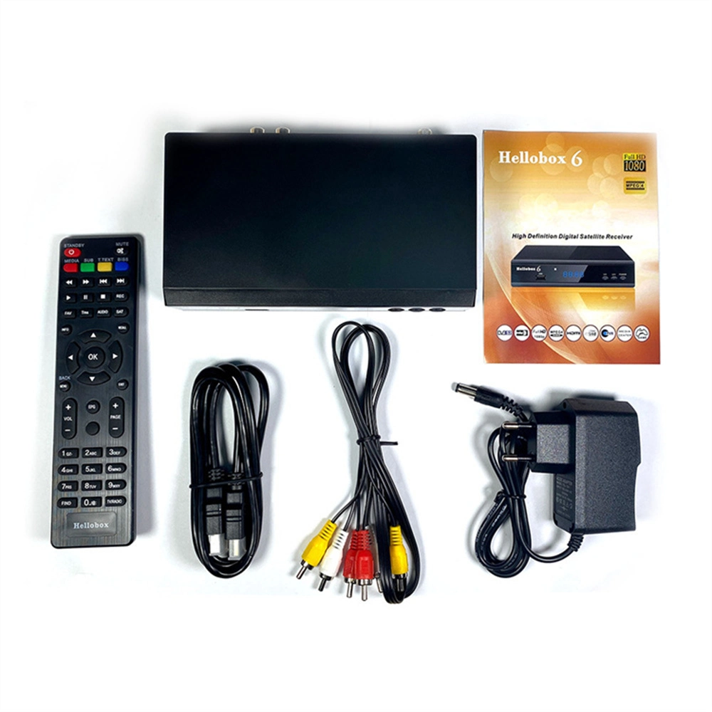 Venda por grosso de fábrica DVB S2/S2X Set Top Box Hellobox 6 H. 265 Hevc 1080p Full HD por satélite gratuita Hellobox receptor6