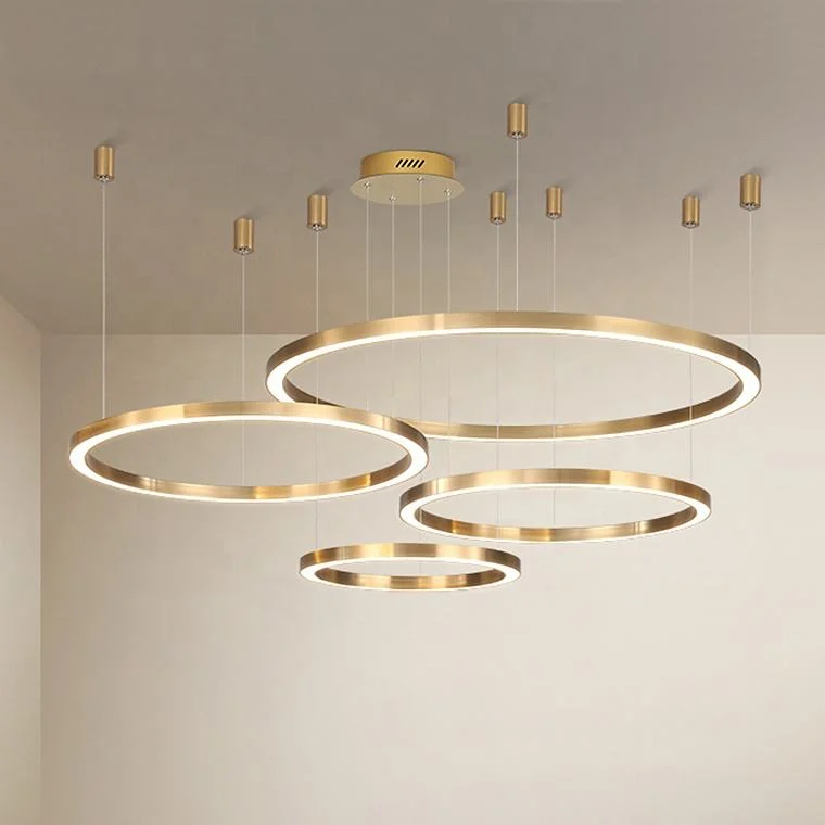 Aluminio Oro circular moderna cocina/comedor LED Interior colgante colgante redondo Anillo de luz