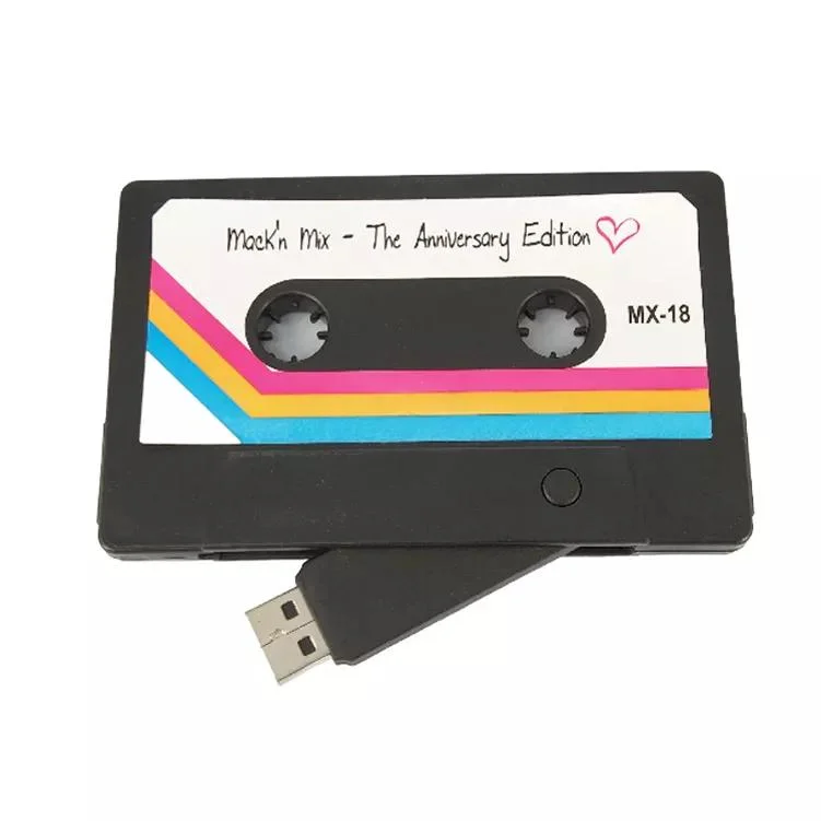 La morera Wholesale/Suppliers personalizado en blanco de música USB Pen Drive USB 2.0 de 32GB Mix Tape cinta de cassette Drivepopular Flash USB 32 GB de disco U