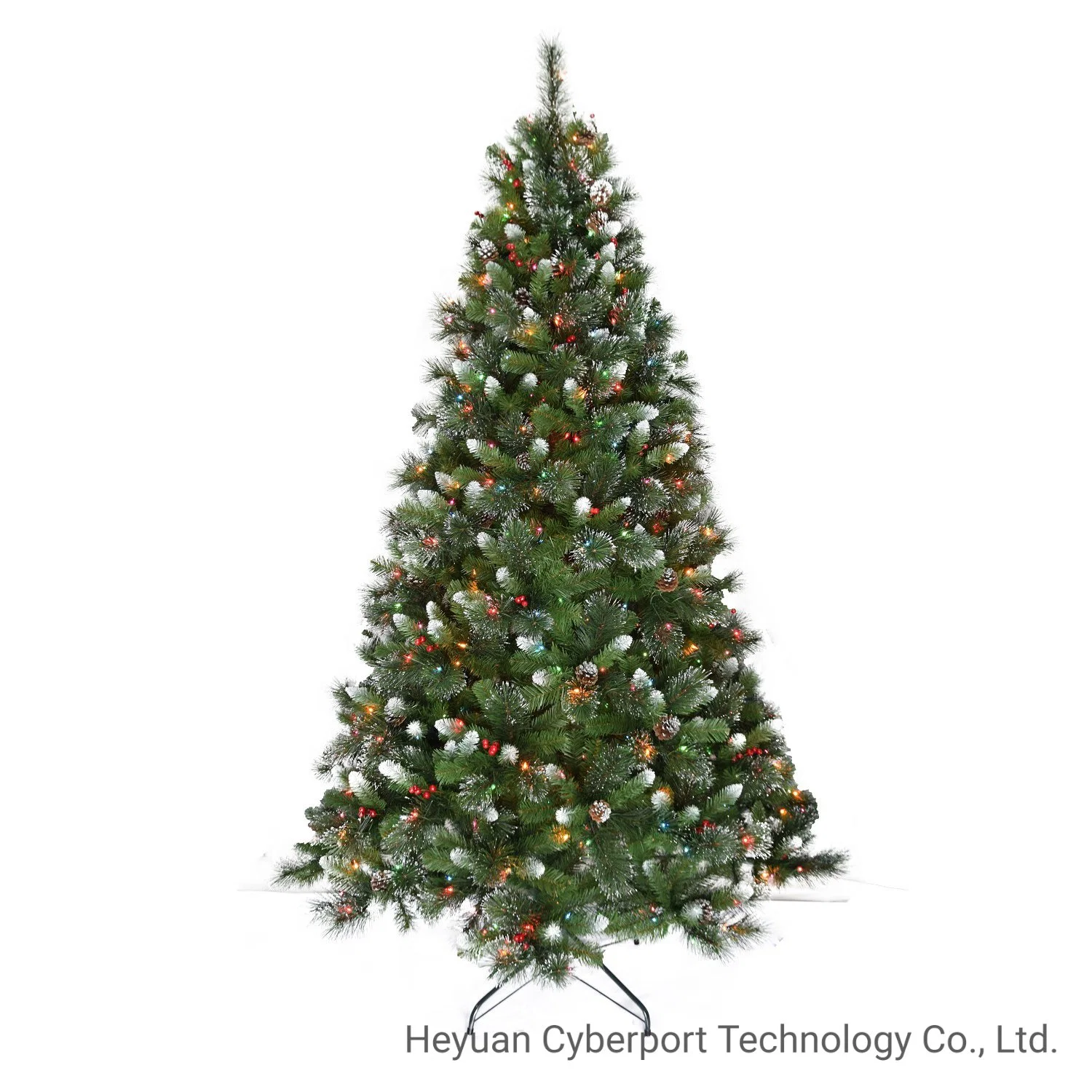 7,5FT Aspen Spruce Hinged Tree de Navidad de PVC verde artificial Con luces LED blancas suaves