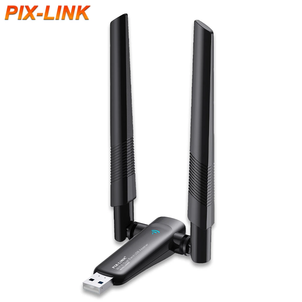 Pix-Link-Uax04 300Mbps Wireless USB WiFi Adapter WiFi Dongle USB Netzwerk Dual Band 2,4G/5,8g-Kartenempfänger für PC Desktop-Laptop