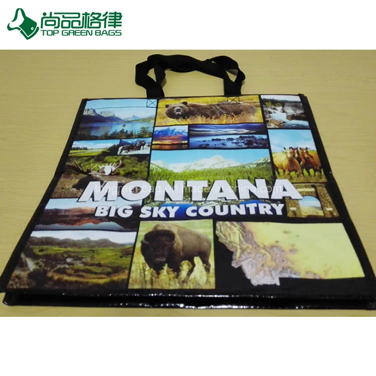 Custom PP Woven BOPP Gloss Laminated Photo Print Shopping Bag