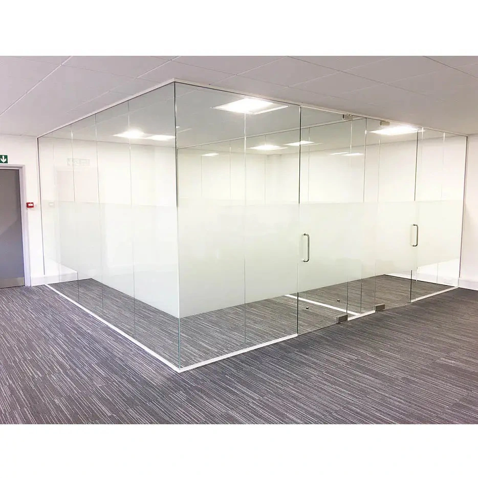 Customized Aluminum Frame Glass Type Interior Modular Office Wooden Door Partitions Wall for Business