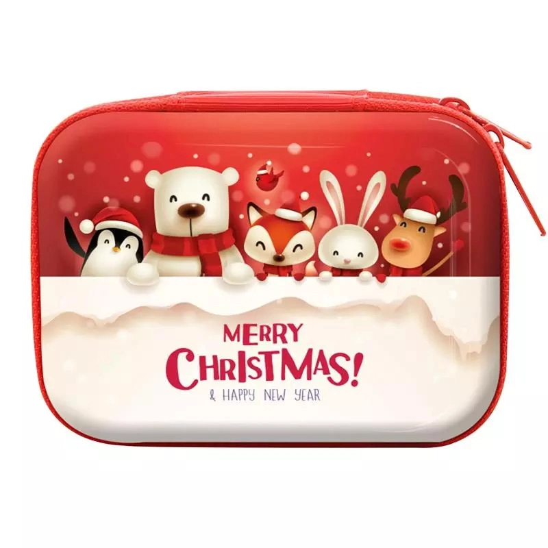 2023 Merry Christmas Coin Purse Square Leather Ornament Mini Red Wallet Keyrings Snowman Pocket Pouch Box Bags