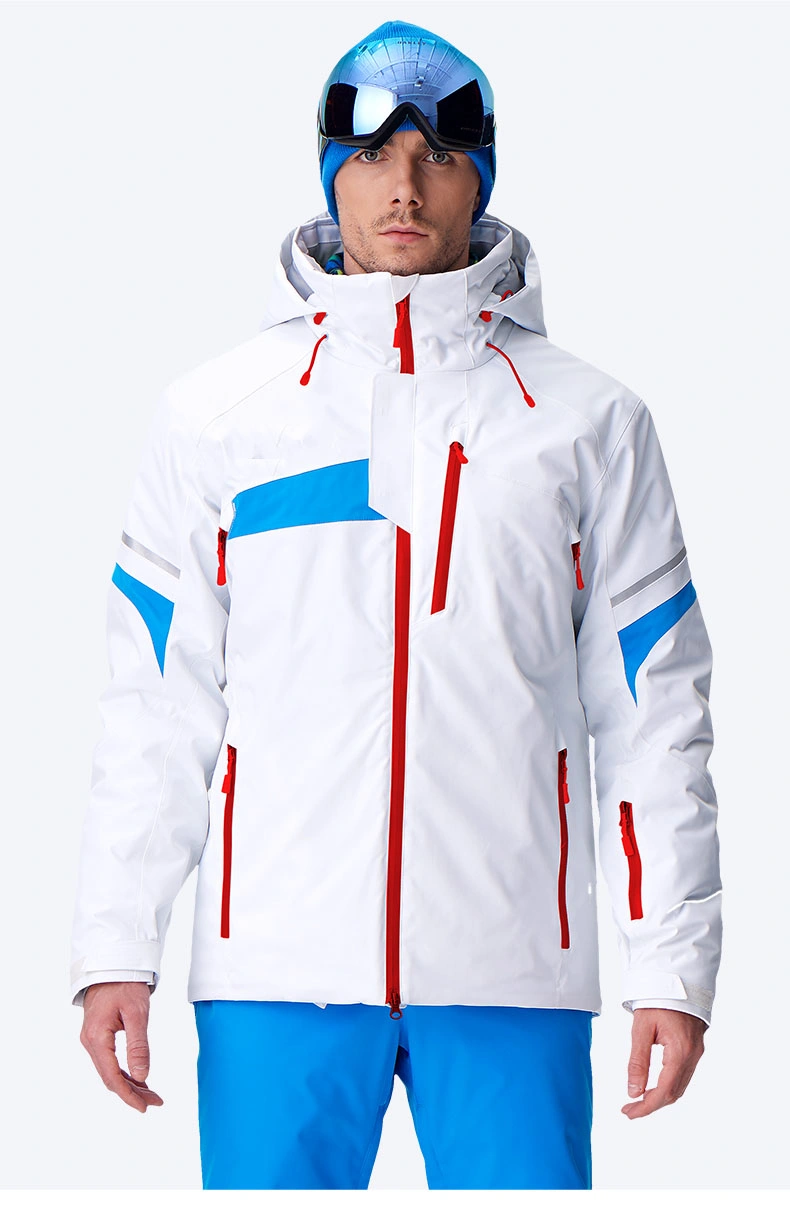 Chaqueta de traje de esquí de snowboard impermeable de invierno hecha a medida para hombre con Sudadera con capucha