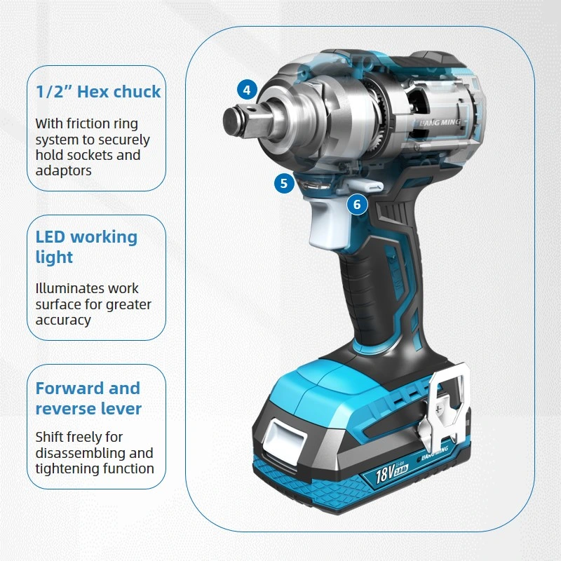 18V/20V Lithium Battery Platform Electrical Cordless Wrench with High Torque