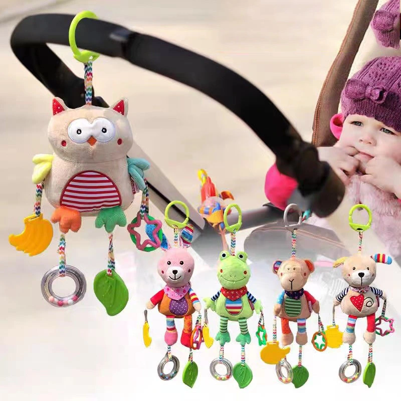 Safety Baby Plush Stroller Toys Baby Rattles Cartoon Animal Crib Hanging Bell Educational Baby Toys