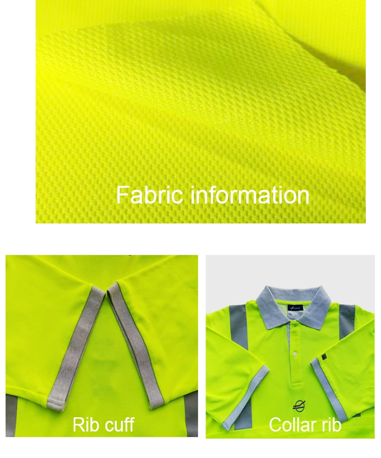 100% Baumwolle Customized Großhandel Atmungsaktive Reflektierende Arbeitskleidung Hi-Vis Polo Shirts