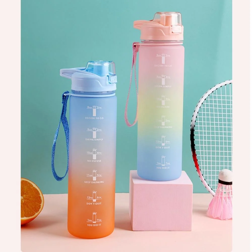 Neue 1L Sport tragbare transparente Sport Wasserflasche mit Stroh Outdoor Reisen Kunststoff BPA kostenlose Wasserflasche Wyz21230