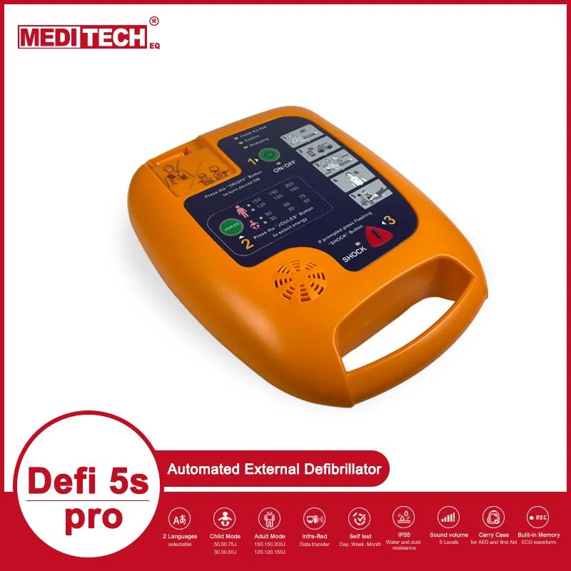 Aed Defibrillator with Energy Selectable and Visual Steps for Using