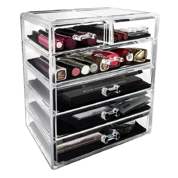 Custom Logo Luxury Makeup and Lipstick Cosmetic Packaging Drawer Organizer Storage Clear Transparent Acrylic Boxes