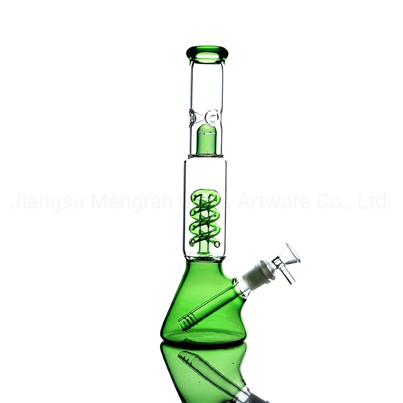 11.8 Inches Glass Hookah Smoking Pipe Green Coil Perc Glass Water Pipe