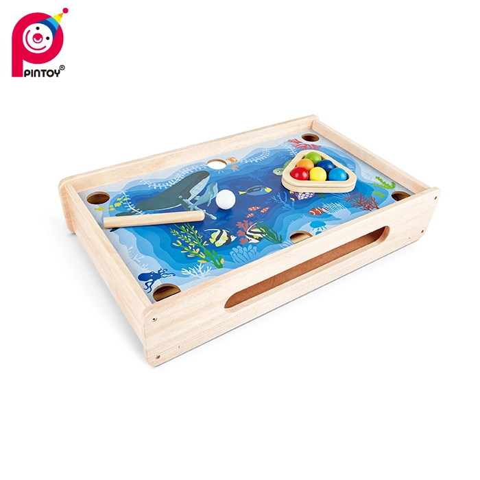 Pintoy Wooden Toy 2 in 1 Games: Billiards & Pin Ball