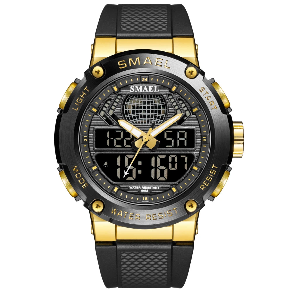 Silver Digital Fashion Male Wrist Watch Dual Time Military Style Watches Waterproof Sport Quartz Electronic Watch