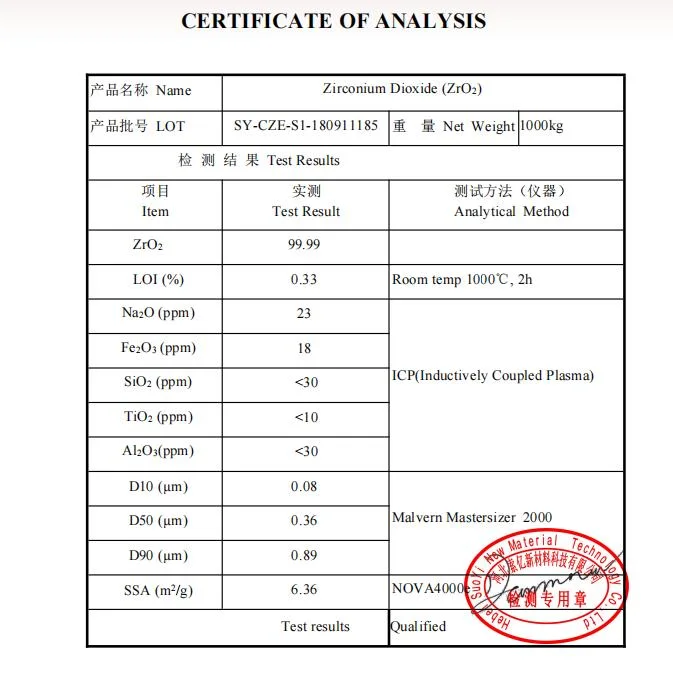 Suoyi Calcium Stabilized Zirconia Powder Compound Zirconia White Powder Ca-Psz