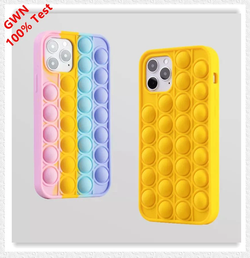 Wholesale New Designer Fashion Rainbow Silicone Mobile Cover Soft Cell Phone Case for Apple for iPhone 6 7 8p Xr 13 14 PRO Max Push Bubble Fidget Toy Pop