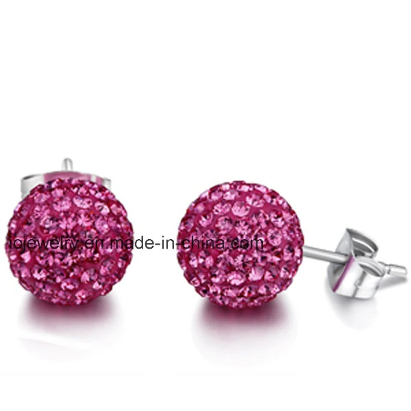 Stainless Steel Crystal Body Piering Jewelry Ball Stud Earrings