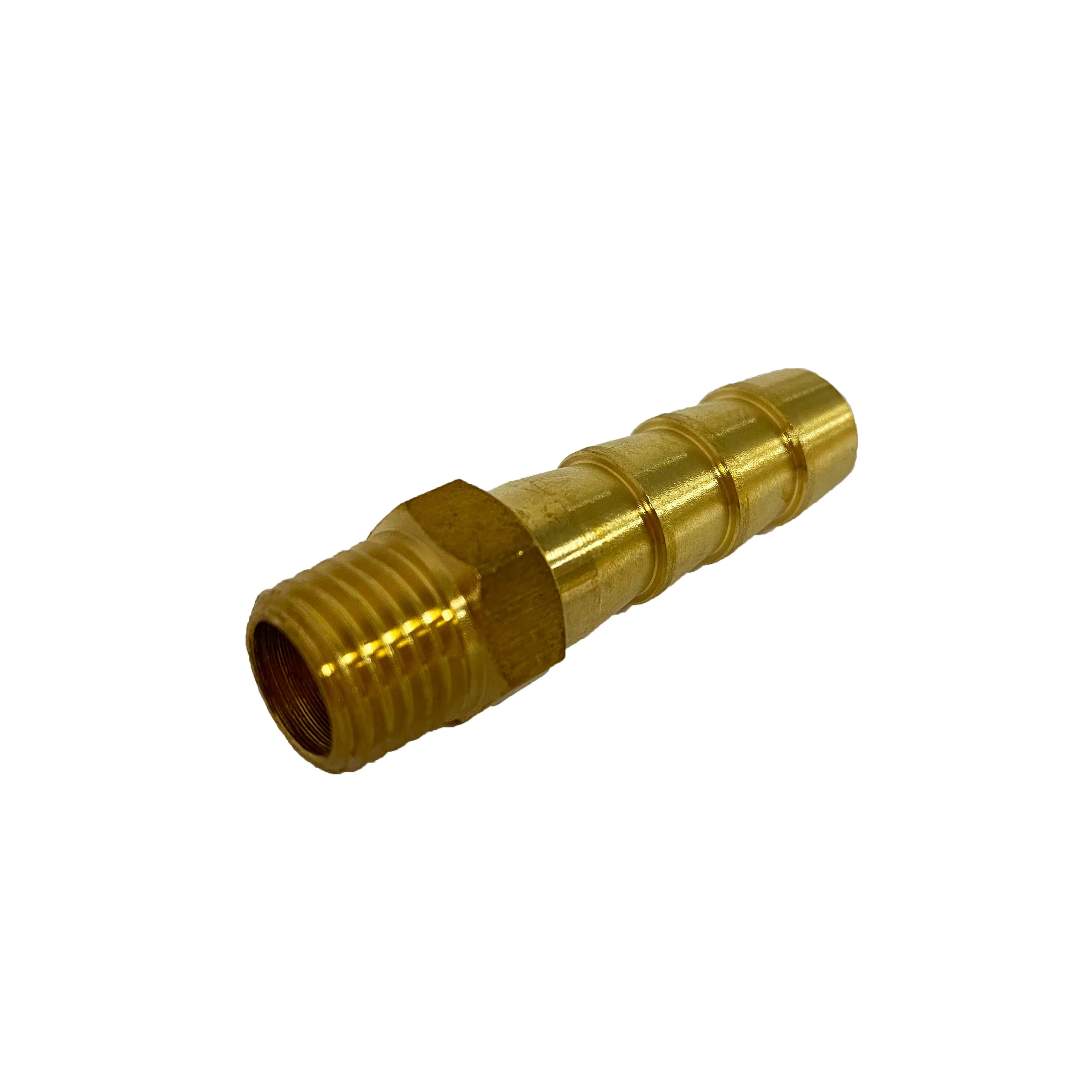 CNC Cutting Brass Nipple 1/4" NPT 1/2" Barb Fitting OEM ODM Stainless Steel Tube Connector Hose Nipple