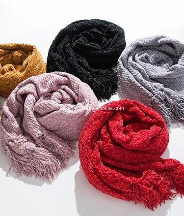 Chenille Throw Scarf Shawl Throw Solid Colors Winter-Use