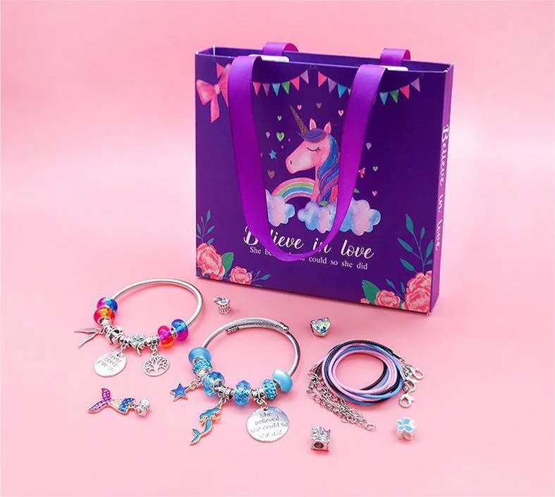 Bracelet Making Kit, Jewelry Making Supplies Beads, Unicorn/Mermaid Crafts Gifts Set for Girls Teens Age 8-12