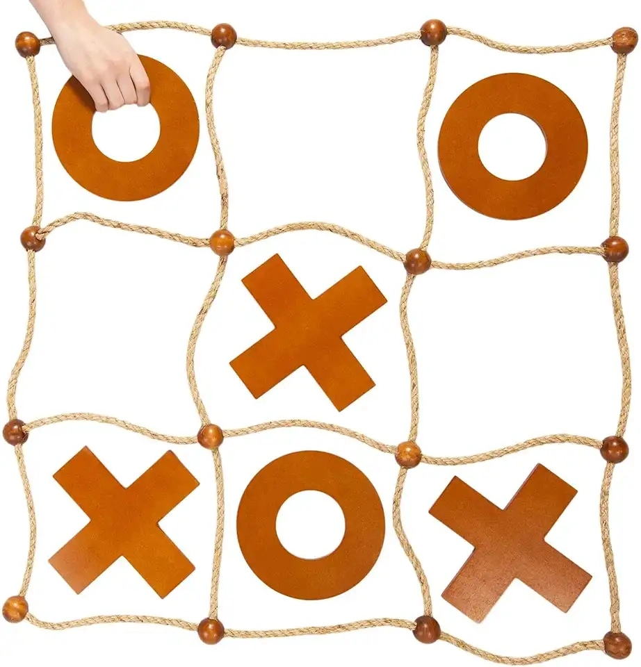 Outdoor Yard Game Wooden Tic Tac Toe Toy for Kids and Adults