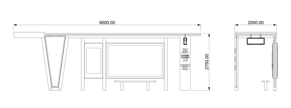 Smart City Street Stainless Steel Bus Stop with Light Box Prices