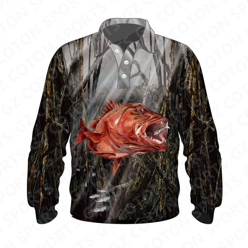 Custom Made Mens Fishing Clothing Sublimation Tournament Blank Long Sleeve Fishing Shirts