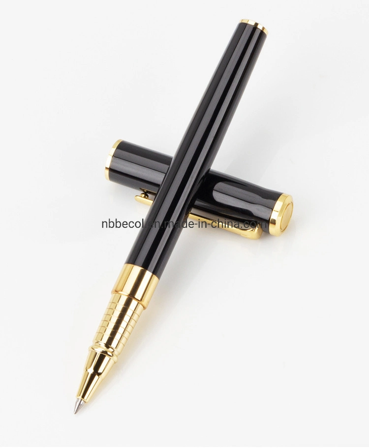 Promotional Luxury Heavy Gold and Black Metal Roller Ball Pen