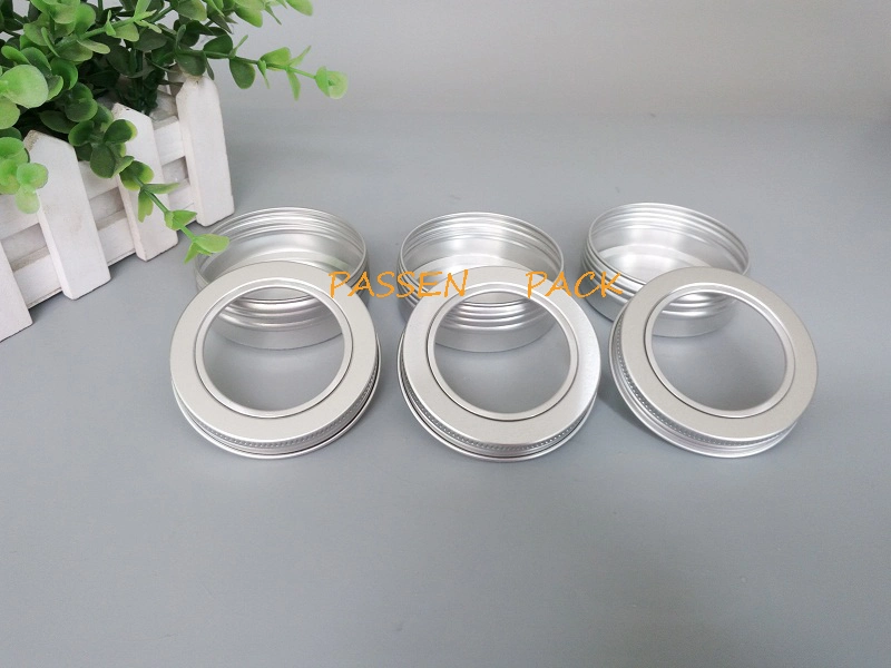 60ml de chá em alumínio prateado Tin misturador pode com tampa de vidro (PPC-ATC-60)