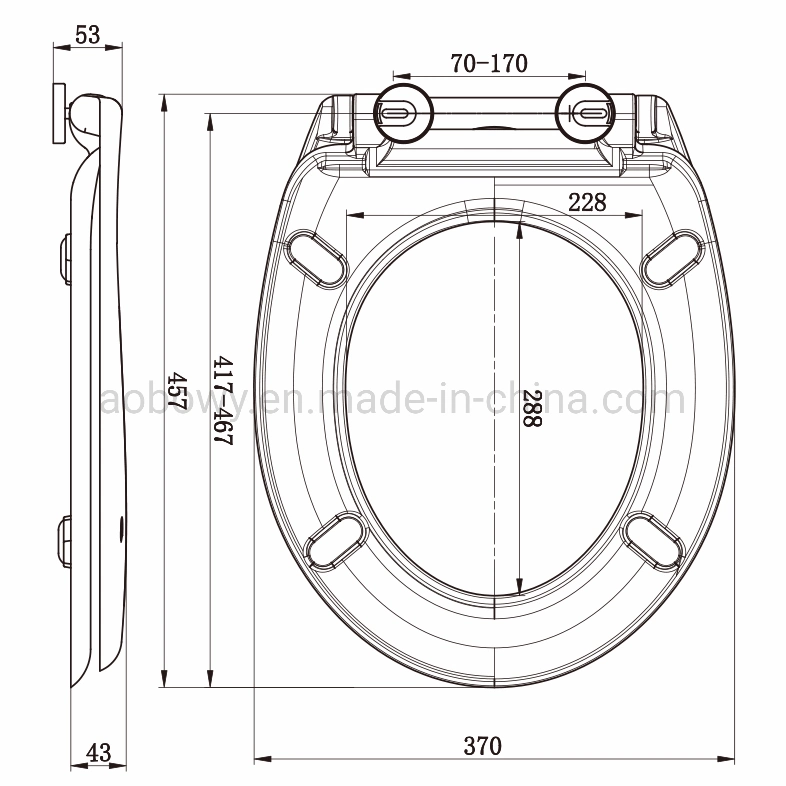 Sample Customization Bathroom Rectangular Soft Close 3-Sides Printed Ceramic Special Toilet Seat