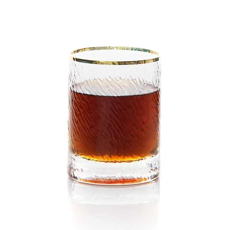 Luxury Gold Rim Glassware Elegant Whisky Glass Tumbler Customized Patteren Glassware Glass Cup for Bar Hotel