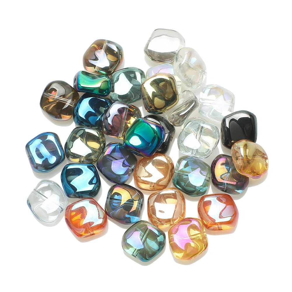 Wholesale 12mm Rhomboid Shaped Plated Colored Glass Pendant DIY Beads